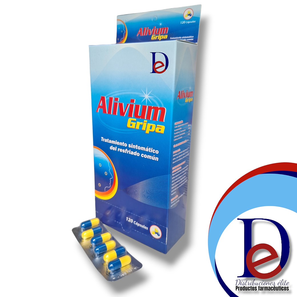 ALIVIUM GRIPA X 120 CAP- ACETAMINOFEN+ FENILEFRINA+ CETIRIZINA+ CAFEINA- ANGLOPHARMA- - UBI 2-A 1