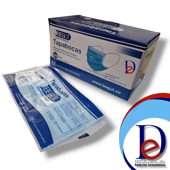 TAPABOCAS AZUL X 50 EMP INDIV- - BEGUT- - UBI * 1