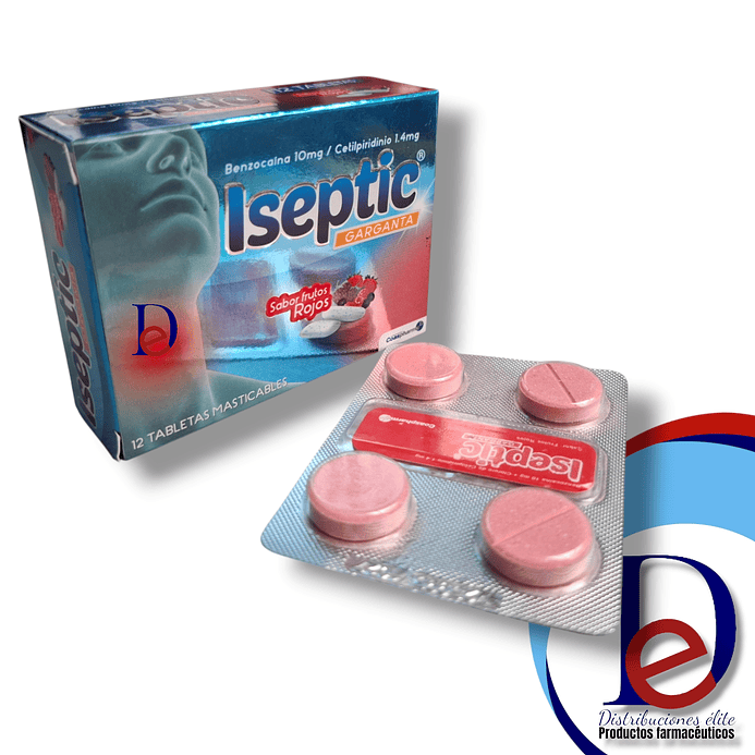 ISEPTIC GARGANTA FRUTOS ROJOS X 12 TAB MASTICABLES - -COASPHARMA -UBI 6-E 1