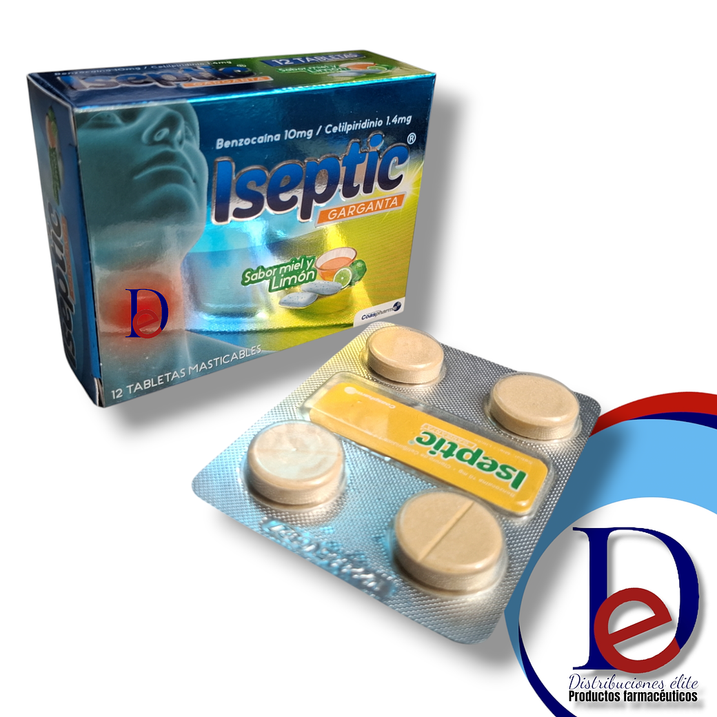 ISEPTIC GARGANTA MIEL LIMON X 12 TAB MASTICABLES - -COASPHARMA -UBI 6-E 1