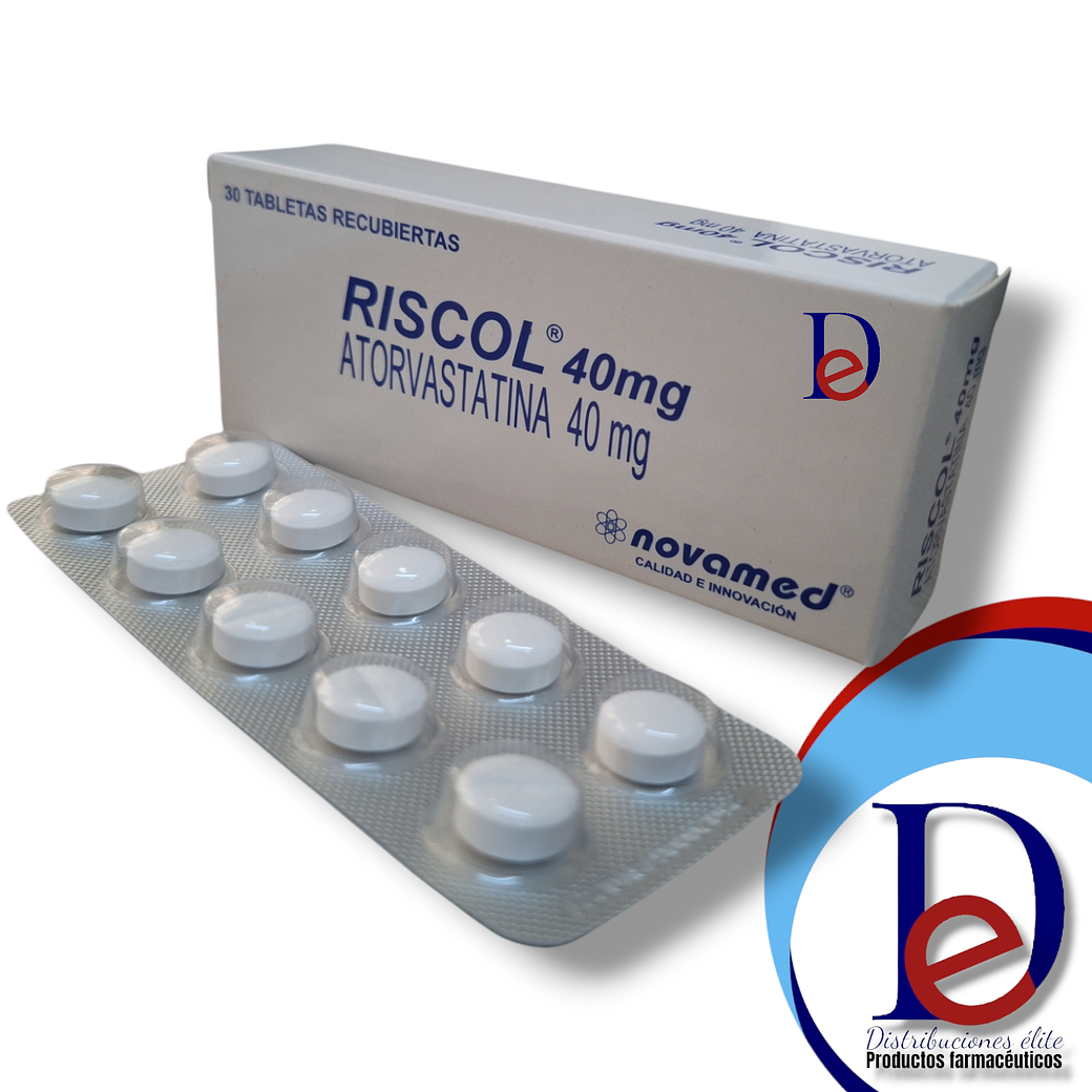 RISCOL 40 MG X 30 TAB- ATORVASTATINA 40 MG- NOVAMED- UBI 1