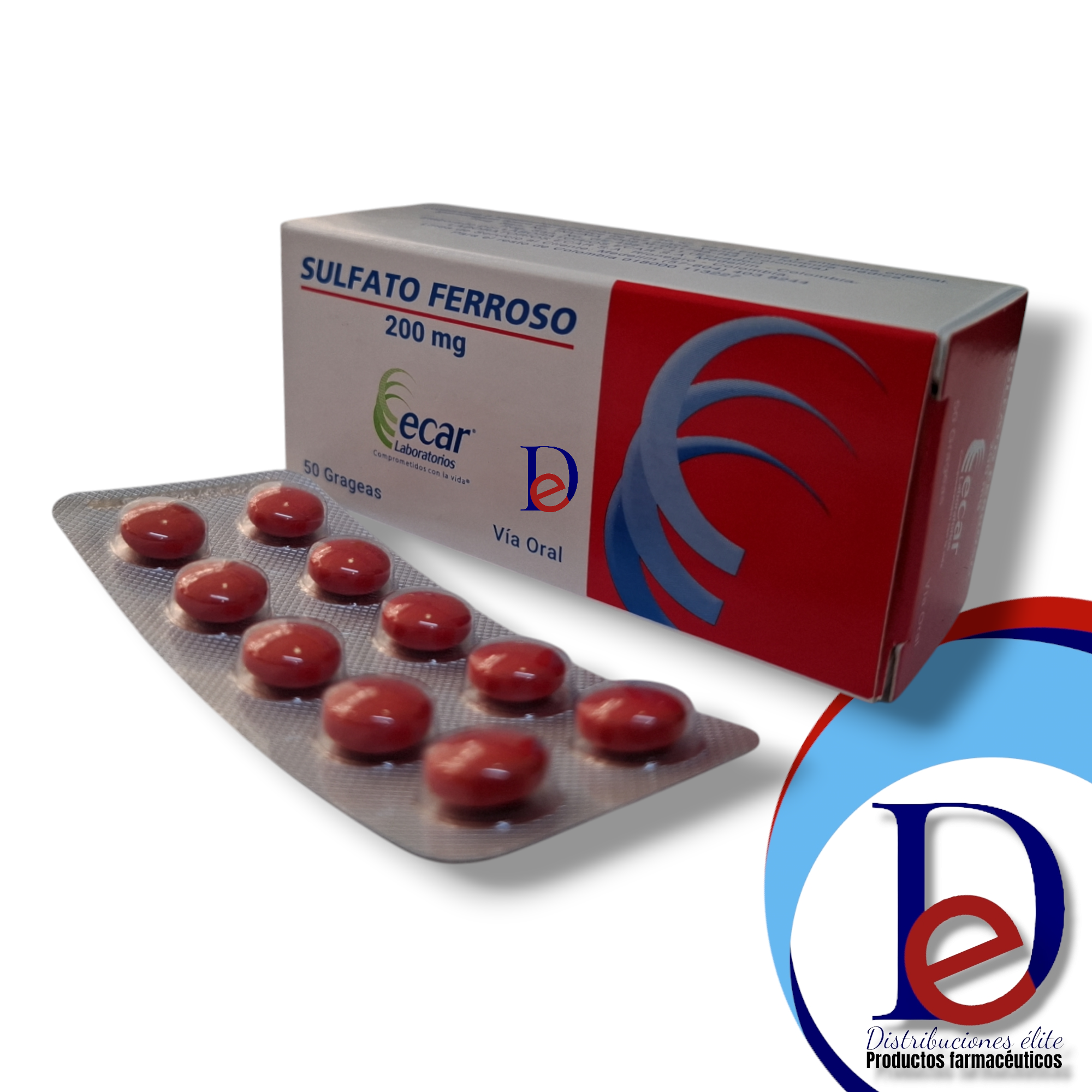 SULFATO FERROSO 200 MG X 50 TAB- -ECAR - UBI 13-C