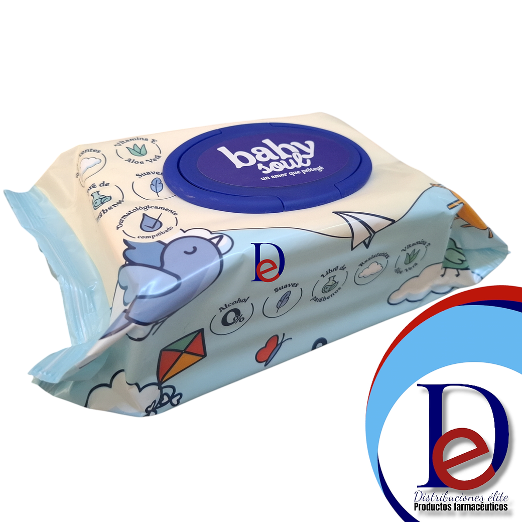 TOALLITAS BABY SOUL X 100 UNID- VITAMINA E + ALOE VERA 0% ALCOHOL- OTROS- EST-* 1