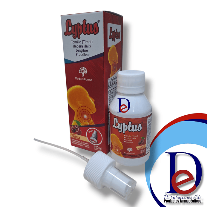 LYPTUS SPRAY GARGANTA CEREZA X 120 ML- HEDERA HELIX+ TOMILLO+ MIEL+PROPOLEO+ JENGIBRE- MEDICAL- 22-B 1