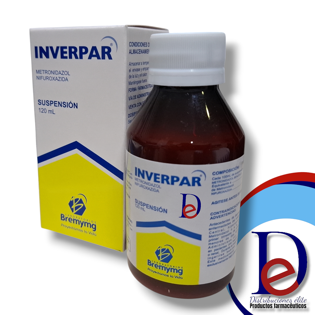 INVERPAR X 120 ML- METRONIDAZOL+ NIFUROXAZIDA- BREMYMG- - UBI 25-F 1