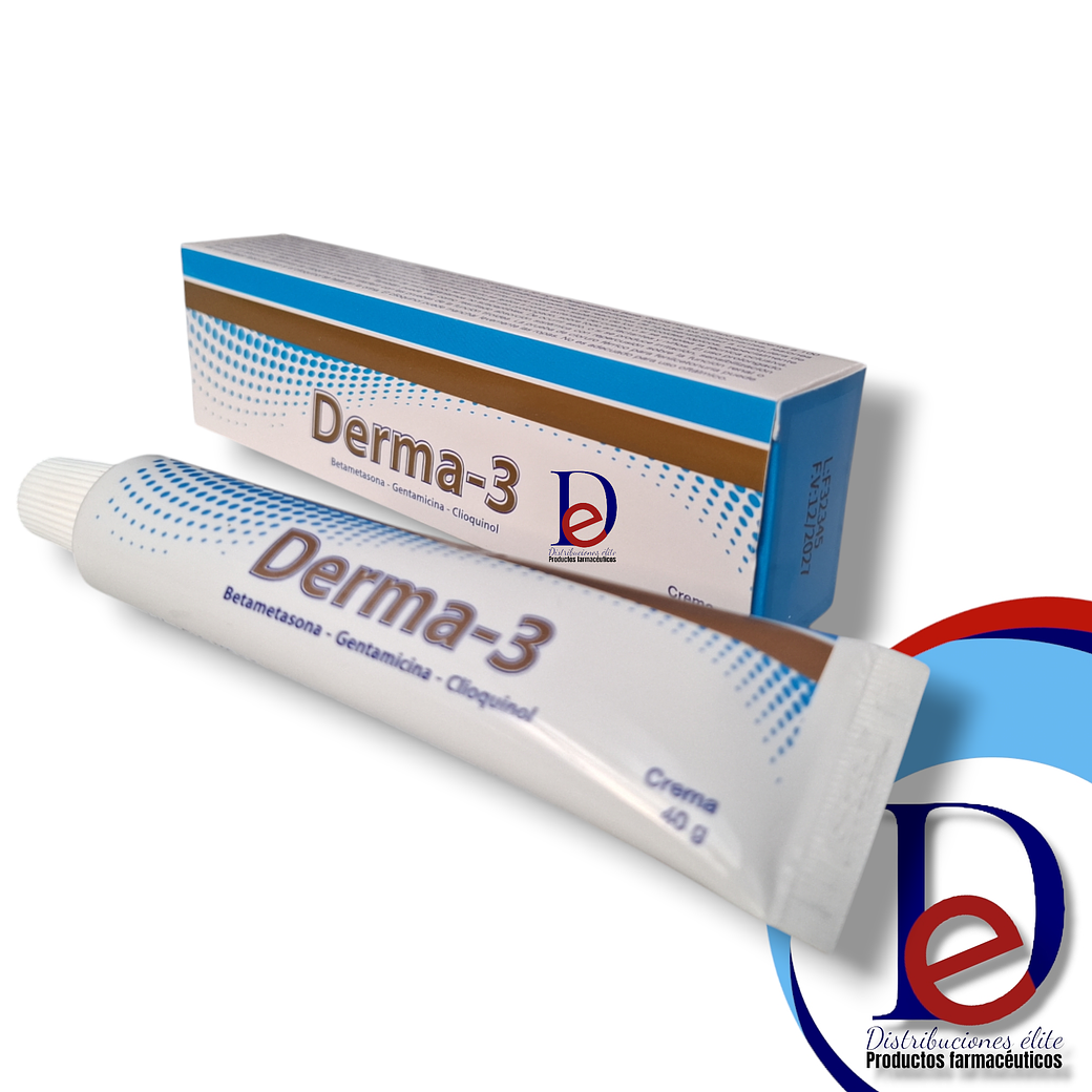 DERMA-3 CREMA X 40 GR- BETAMETASONA+ GENTAMICINA+ CLIOQUINOL- TRIDEX- UBI 20-B 1