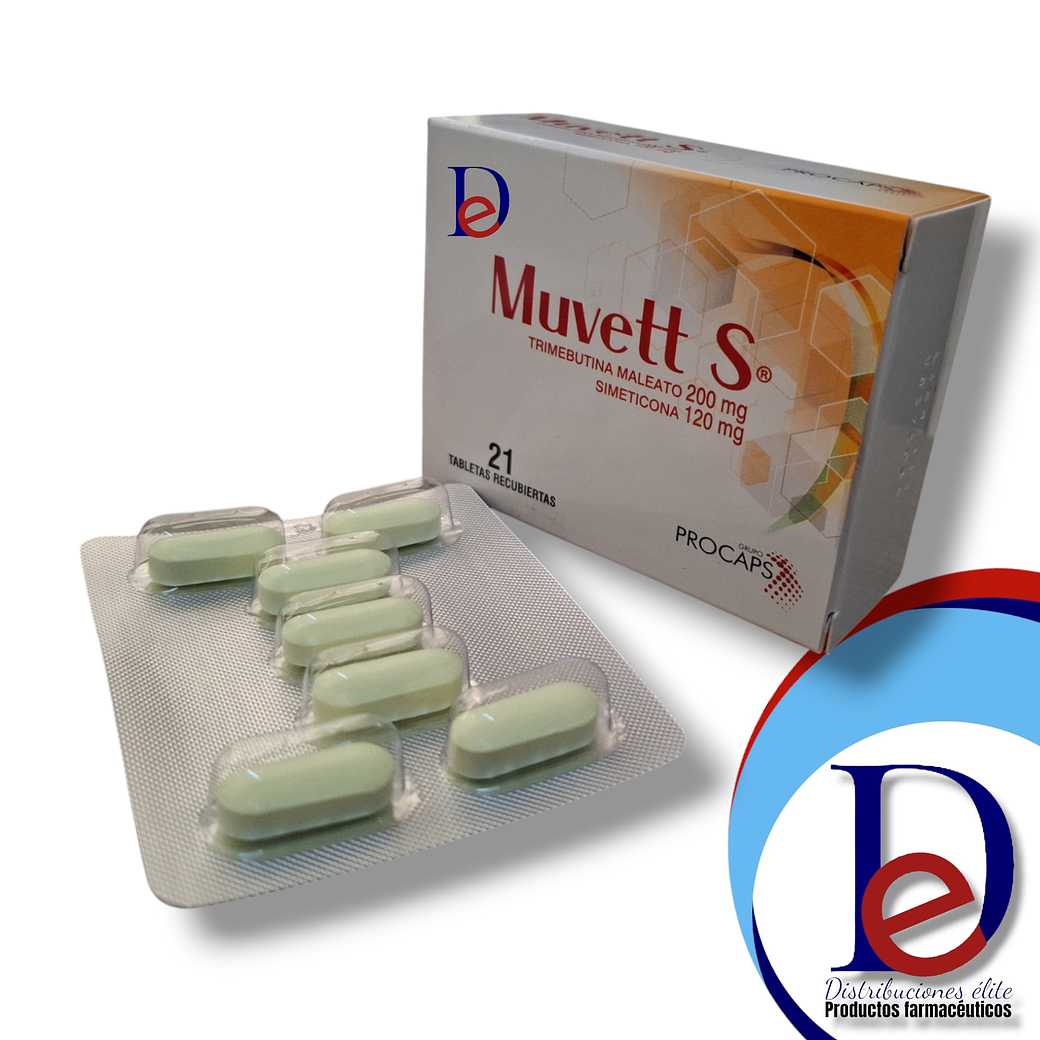 MUVET 200MG/ 120MG X 21 TAB- TRIMEBUTINA 200 MG + SIMETICONA 120 MG - PROCAPS- - UBI 1