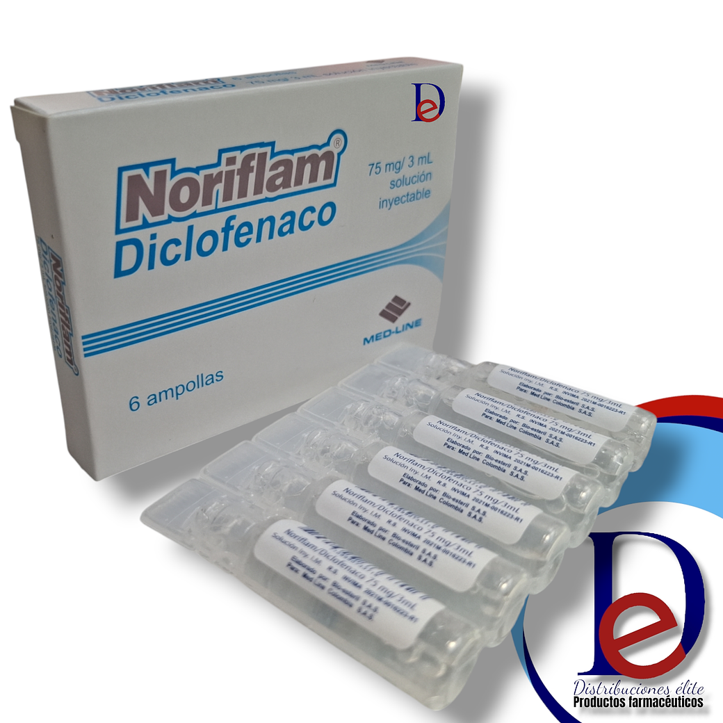 NORIFLAM 75MG/3ML X 6 AMP - DICLOFENACO 75 MG- MEDLINE- 8-C 1