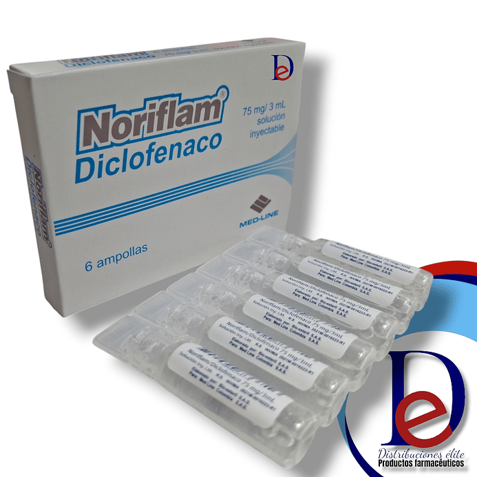 NORIFLAM 75MG/3ML X 6 AMP - DICLOFENACO 75 MG- MEDLINE- 8-C 1