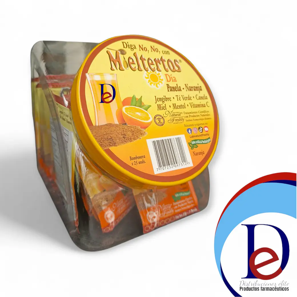 MIELTERTAS GRIPA DIA NARANJA BOMBONERA X 25 SBS- PROPOLEO+ MILE+ MARAÑON+ JENGIBRE- NATURAL FRESHLY-BLOQUE 1- 23-A 1