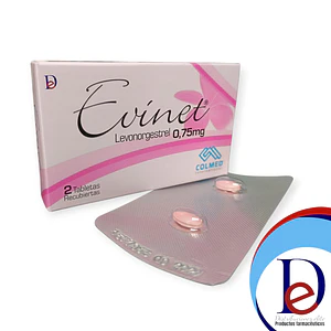 EVINET 0.75 MG X 2 TAB- LEVONOGESTREL 0,75 MG- BLOQUE 4-COLMED- 7-D