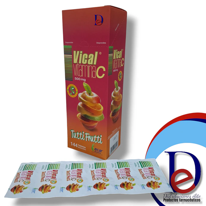 VICAL 500 MG TUTTI FRUTTI X 144 TAB -VITAMINA C-  ECAR- UBI 1
