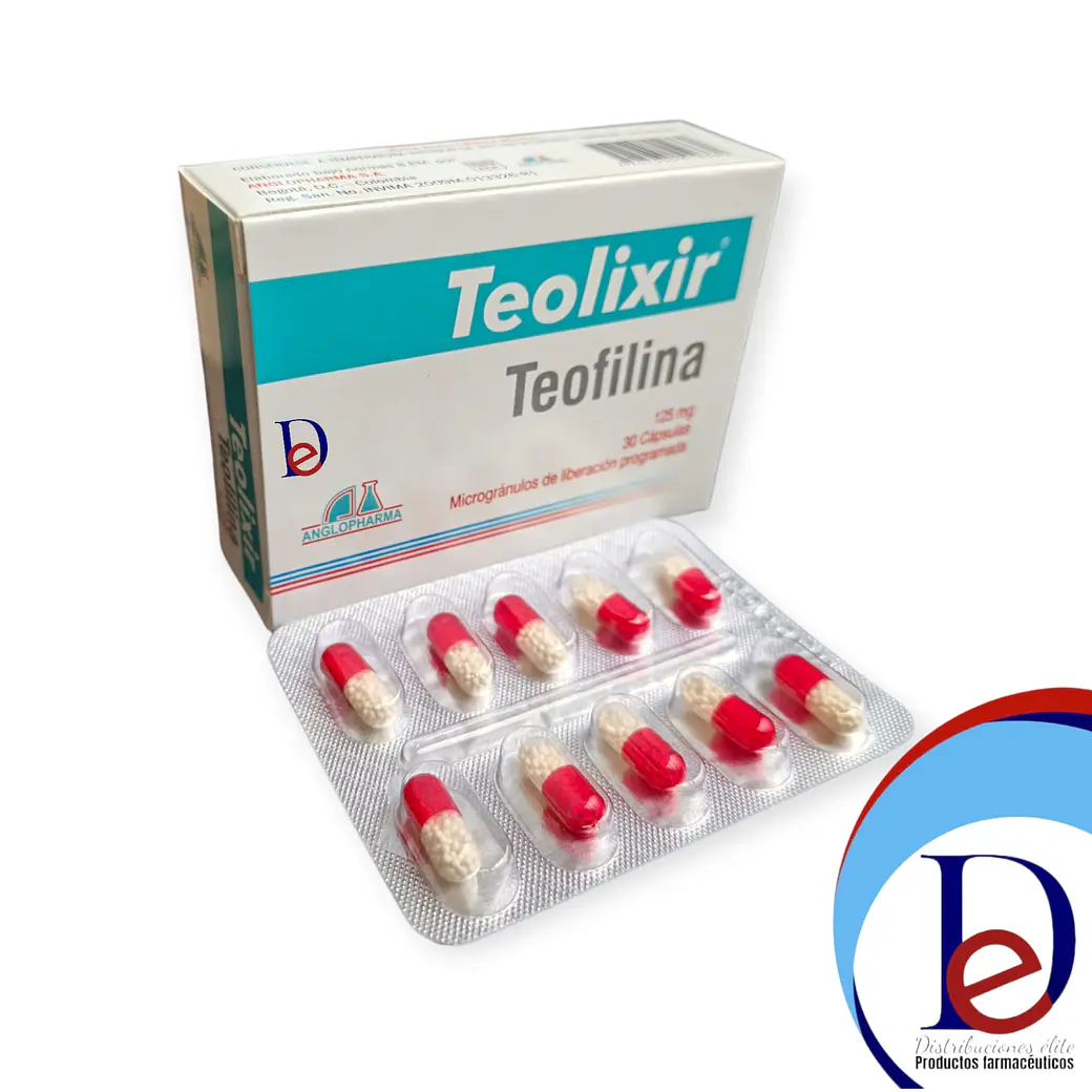 TEOLIXIR 125 MG X 30 CAP- TEOFILINA 125 MG- ANGLOPHARMA- - UBI 2-C 1
