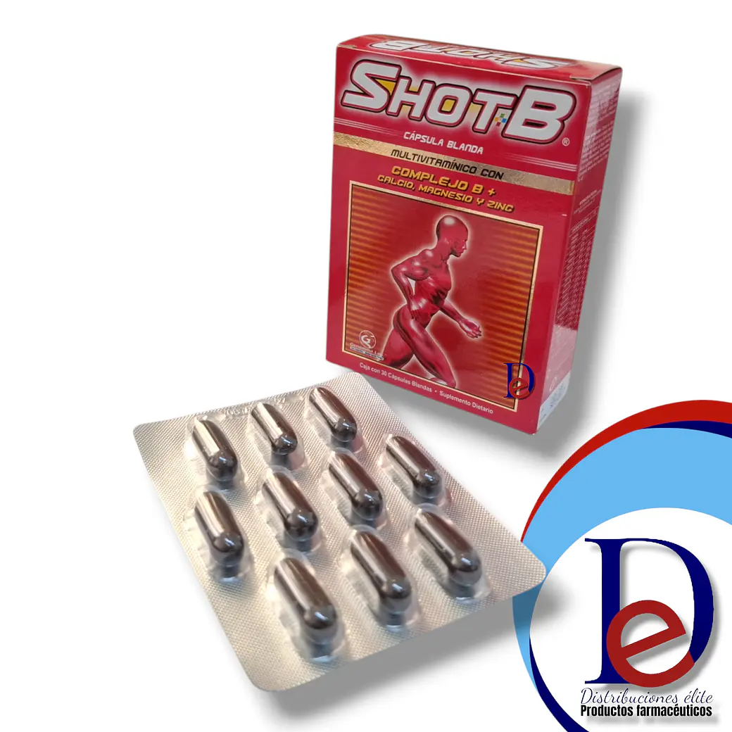 SHOT B X 30 CAP- COMPLEJO B+ CALCIO+ MAGNESIO+ ZINC- GENOMMA- UBI 26-E 1