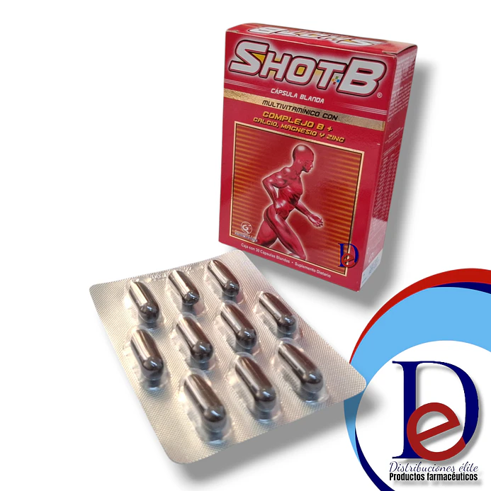 SHOT B X 30 CAP- COMPLEJO B+ CALCIO+ MAGNESIO+ ZINC- GENOMMA- UBI 26-E 1