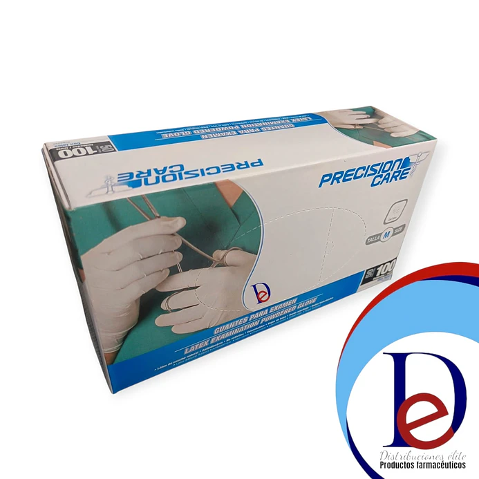 GUANTE LATEX EXAMEN (M) X 100 --PRECISION- *BLOQUE 2-BODEGA B 1