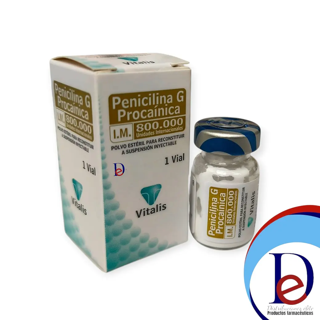 PENICILINA G PROCAINICA 800.000UI X 1 AMP- - VITALIS- UBI 17-E 1