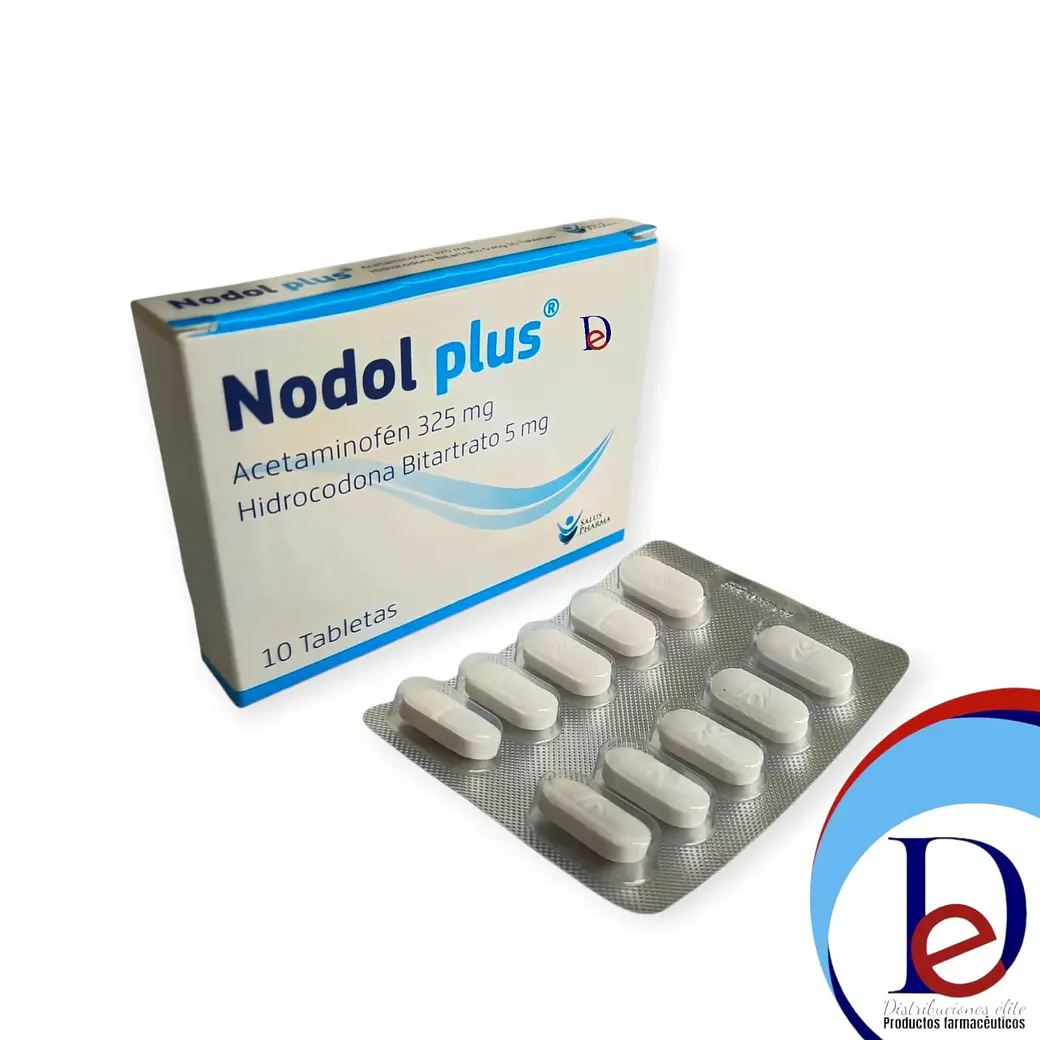 NODOL PLUS 325MG/5MG X 10 TAB -ACETAMINOFEN + HIDROCODONA-SALUS PHARMA UBI 7-F 1