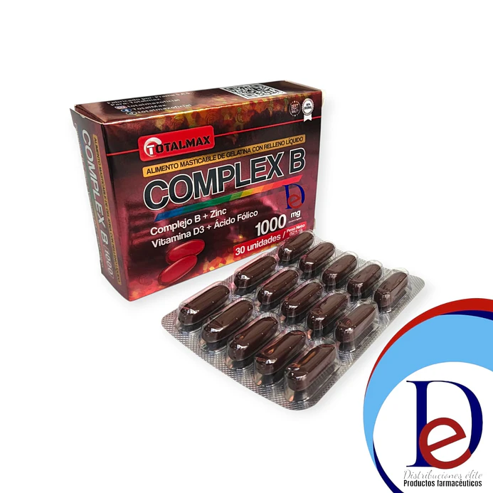 COMPLEX B X 30 SOFTGEL- COMPLEJO B+ ZINC+ VITAMINA D3+ ACIDO FOLICO- TOTALMAX- UBI 34-B 1