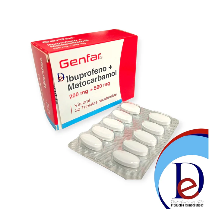IBUPROFENO 200MG+METOCARBAMOL 500MG X 30 TAB-GENFAR- UBI 8-D 1