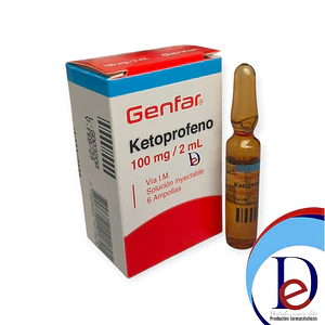 KETOPROFENO 100MG/2ML X 6 AMP- - GENFAR- - UBI 5-F