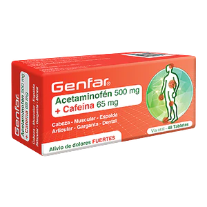ACETAMINOFEN 500 MG + CAFEINA 65 MG X 48 TAB- -GENFAR- UBI 28-D