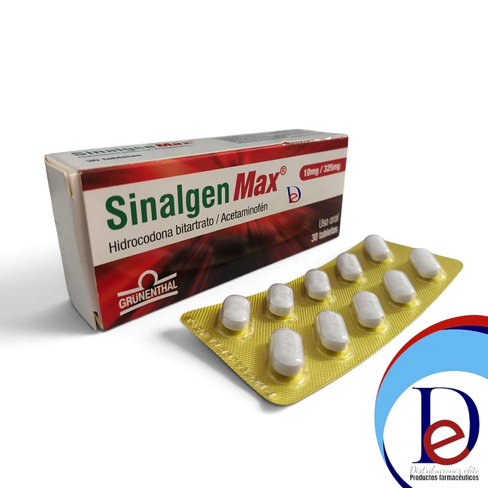 SINALGEN MAX 10MG/325MG X 30 TAB- HIDROCODONA+ ACETAMINOFEN- GRUNENTHAL- UBI 1-C 1