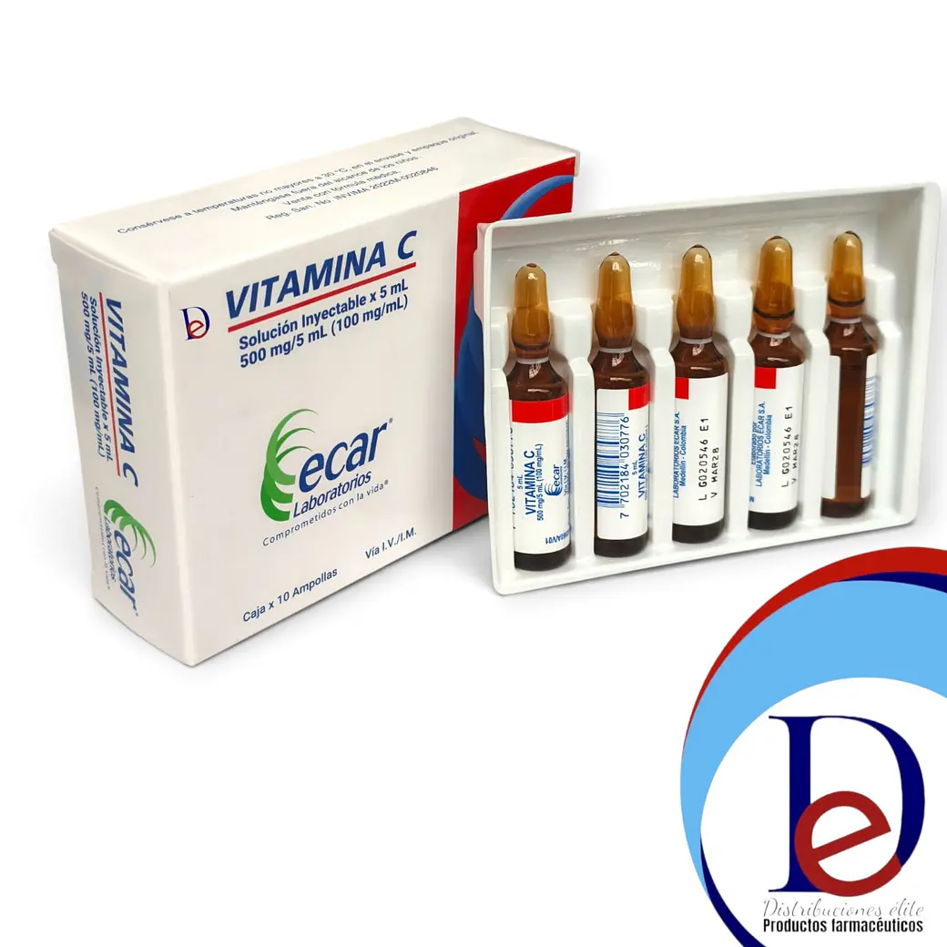 VITAMINA C 500MG/5ML X 10 AMP- - ECAR- - UBI 32-F 1