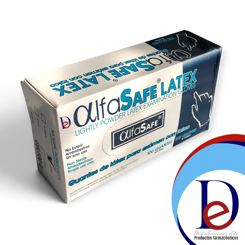 GUANTE LATEX EXAMEN (L) X 100 --ALFASAFE -UBI 37-D *-BLOQUE 3-BODEGA B 1