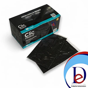 TAPABOCAS NEGRO X 50 EMP INDIV -- CLICMEDICAL- - UBI 24-A *