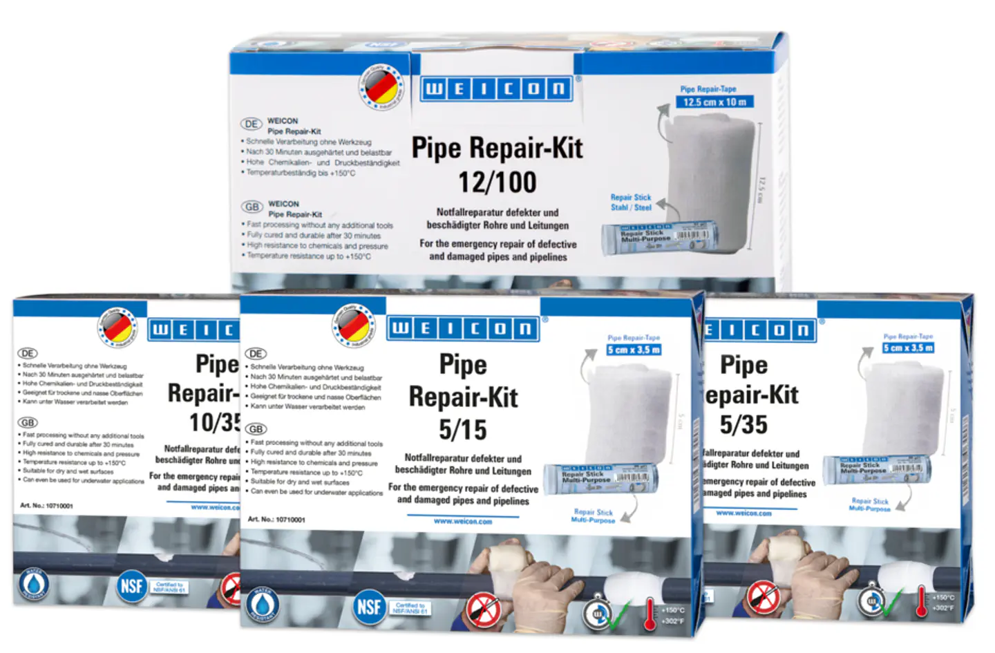 Kit Reparador De Tuberias Con Fugas NSF Weicon 5