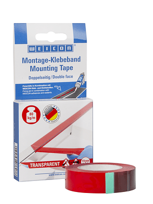 Cinta Doble Contacto Transparente Capacidad 80 Kg 3mts x 19mm