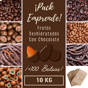 Pack emprende con 10kg: frutos deshidratados con chocolate.