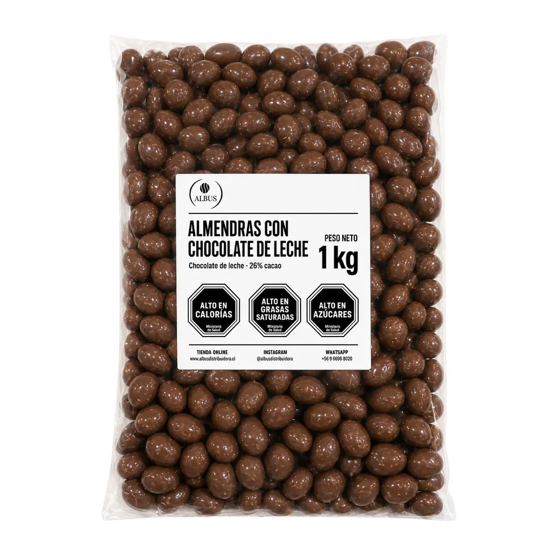 Almendras con Chocolate de Leche 26% Cacao – Bolsa de 1 kg 1