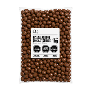 Pasas al Ron con Chocolate de Leche 26% Cacao – Bolsa de 1 kg