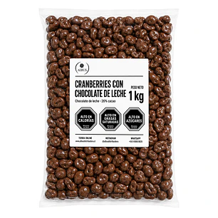 Cranberries con Chocolate de Leche 26% Cacao – Bolsa de 1 kg