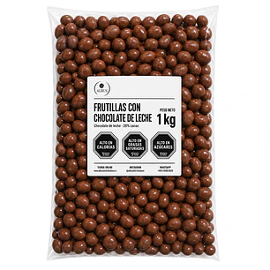 Frutillas con Chocolate de Leche 26% Cacao – Bolsa de 1 kg