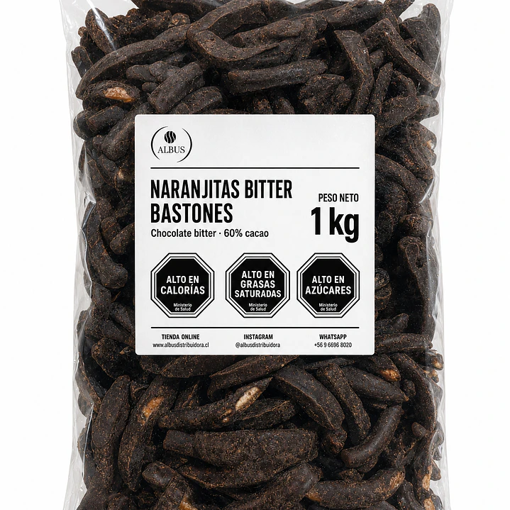 Naranjitas Bitter Bastones con Chocolate 60% Cacao – Bolsa de 1 kg 1