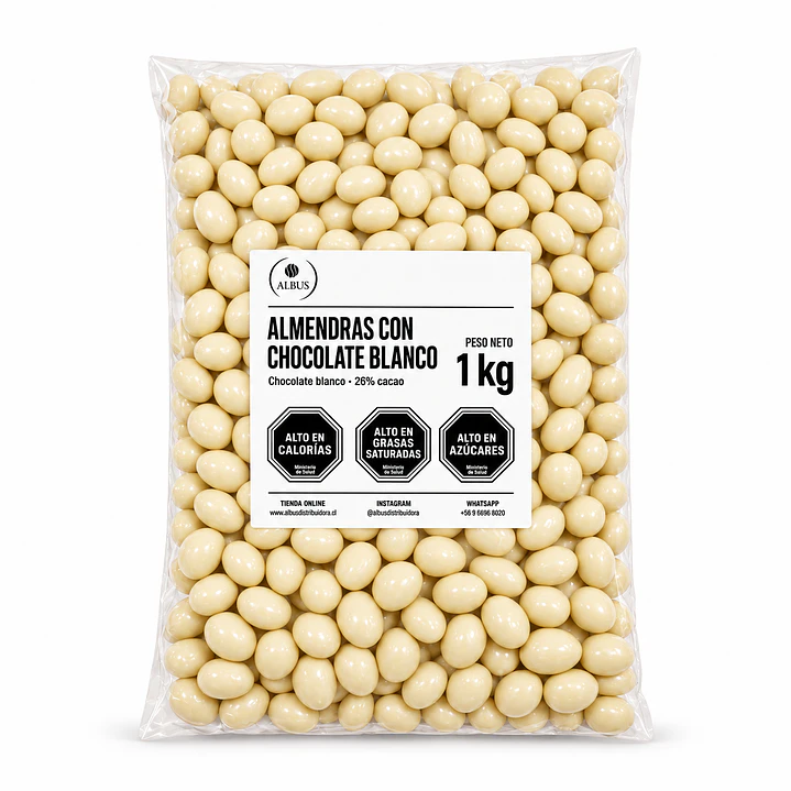 Almendras con Chocolate Blanco 22% Cacao – Bolsa de 1 kg 1