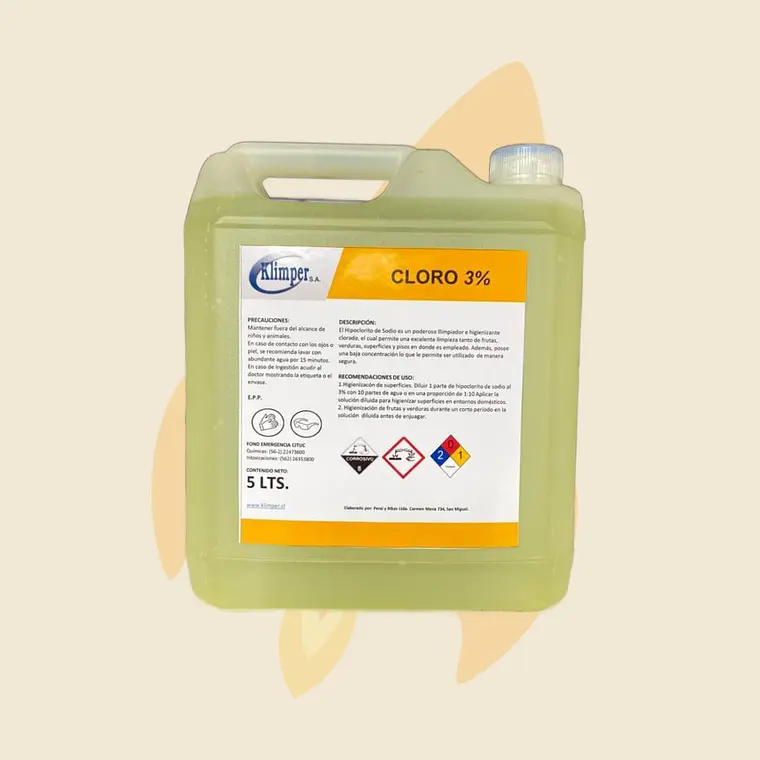 Cloro Líquido Klimper 5 Litros 3% 1
