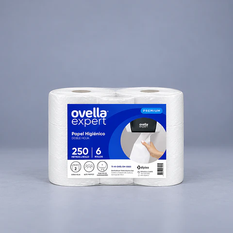 Papel Higiénico Jumbo Doble Hoja 250 Metros - Pack 6 Rollos