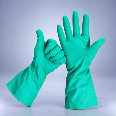 Guantes Nitrilo Verde Reutilizables Aseo Par