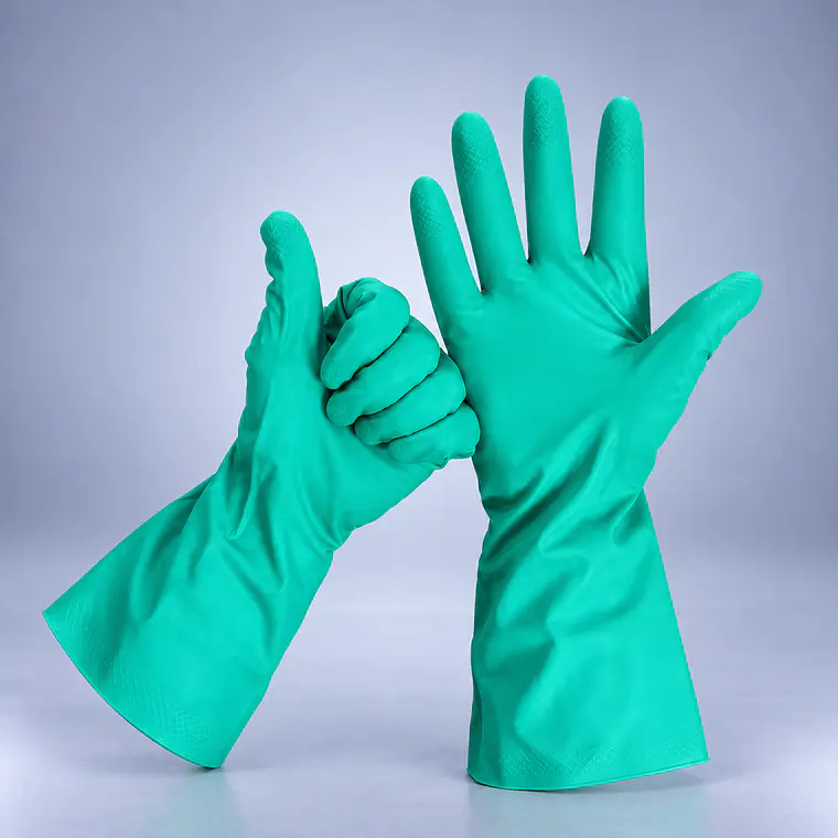 Guantes Nitrilo Verde Reutilizables Aseo Par 1