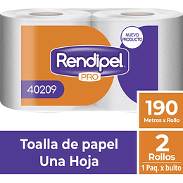 Rendipel Rollo toalla de papel industrial 6 Rollos 190 Mts C/u