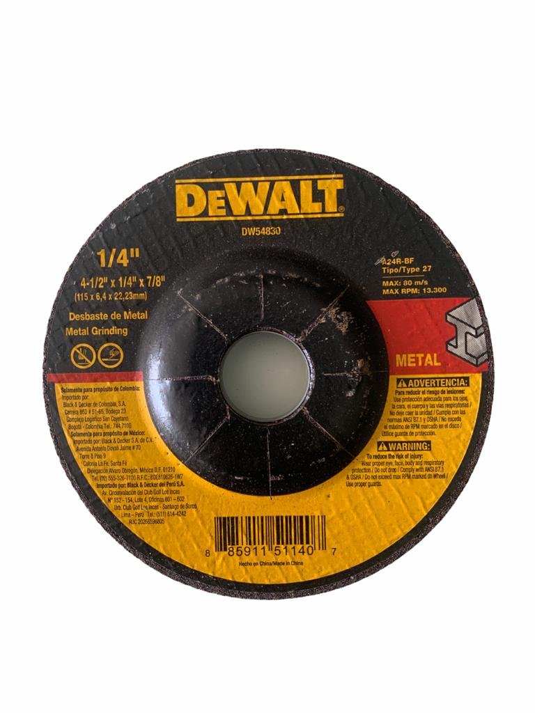 DISCO ABRASIVO PARA METAL  4 - 1/2 X 1/4