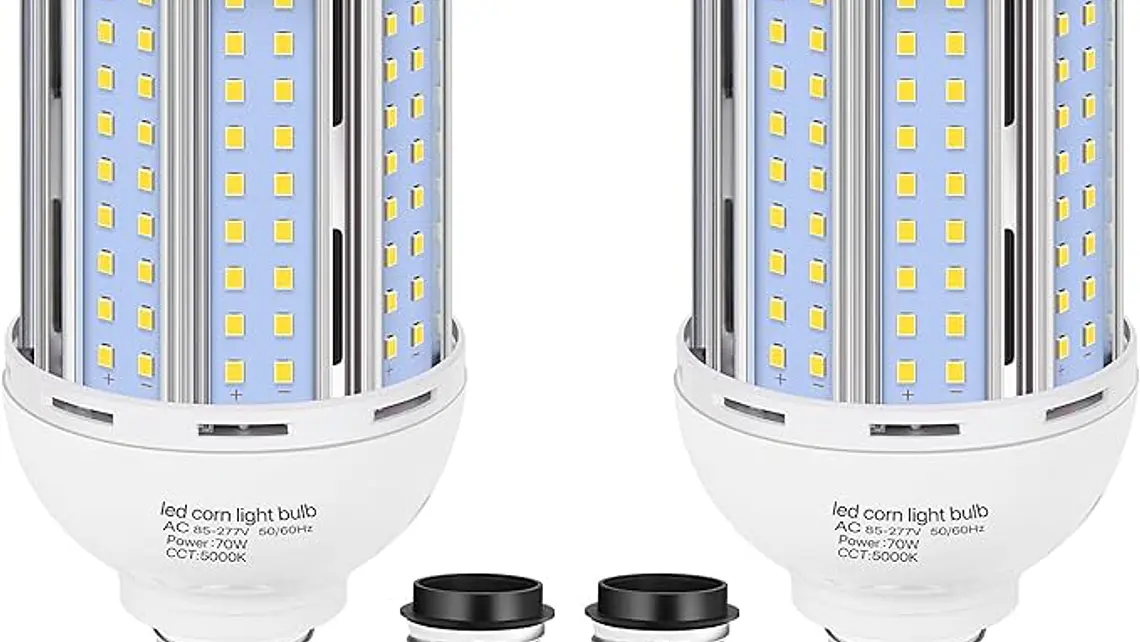 Paquete de 2 Bombillas LED Tipo Maíz XYCN 70W (Eq. 700W) | 8800 LM, Chips Epistar, Base Dual E26/E39 1