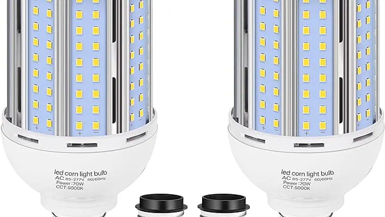 Paquete de 2 Bombillas LED Tipo Maíz XYCN 70W (Eq. 700W) | 8800 LM, Chips Epistar, Base Dual E26/E39 1