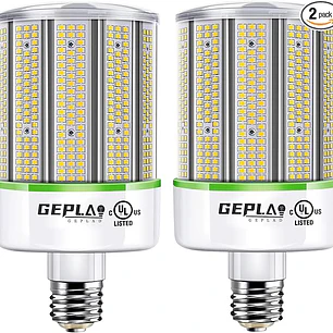 Paquete de 2 Bombillas LED Tipo Maíz GEPLAD 200W (Eq. 1000W) | 28,000 LM, Base Mogul E39, 5000K Luz Fría