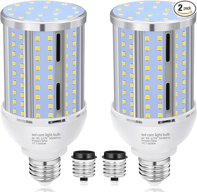 Paquete de 6 Bombillas LED Tipo Maíz XYCN 54W (Eq. 480W) | 6800 Lúmenes, 5000K Luz Fría, Base E26/E27 4