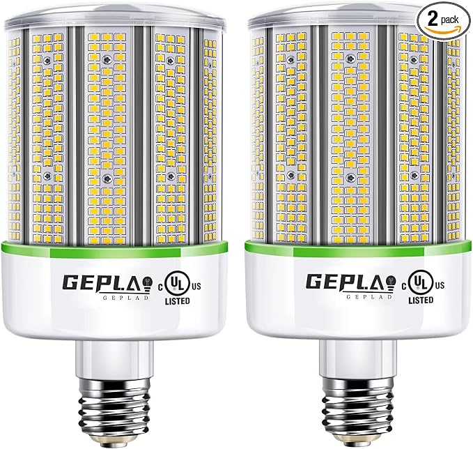 Paquete de 2 Bombillas LED Tipo Maíz GEPLAD 200W (Eq. 1000W) | 28,000 LM, Base Mogul E39, 5000K Luz Fría 3